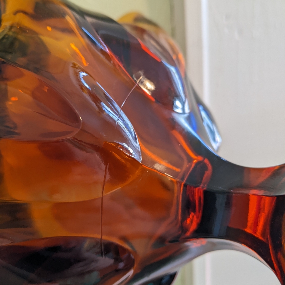 SOLD ETSY: LE Smith SImplicity Swung Art Glass Dish with Pedestal - Picture 4 of 7
